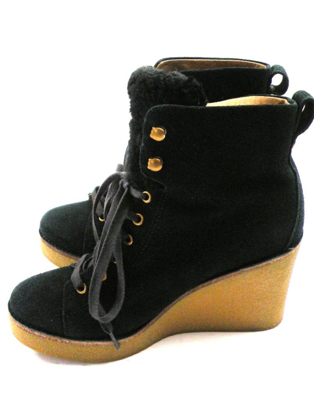 Worn Once! UGG Kiernan Genuine Shearling Wedge Black Boots 8.5